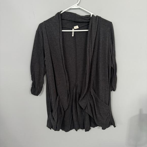 Lilly Lou Open Front Cardigan Sweater Gray Women's Size Large Spandex Blend - Picture 1 of 9